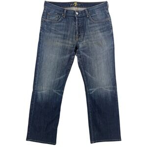 7 For All Mankind Mens Jeans Blue Denim Straight Leg Casual 36 X 31‎ READ